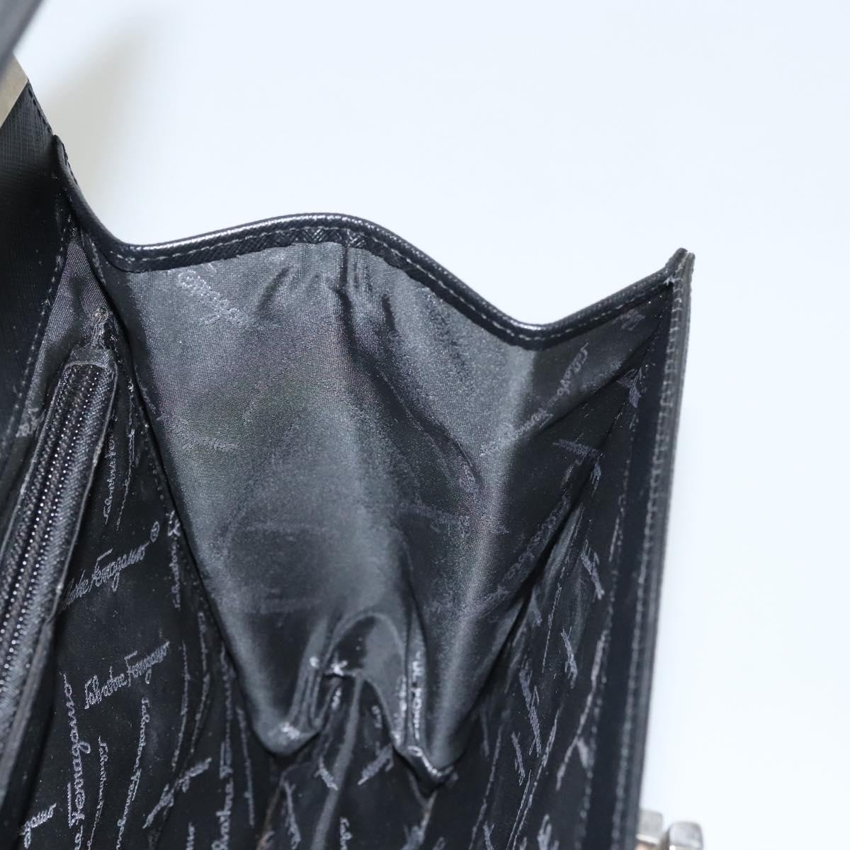 Salvatore Ferragamo Gancini Hand Bag Leather Black Silver Auth 117589