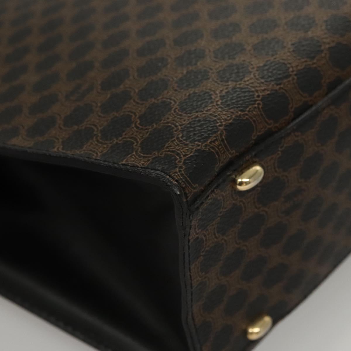 CELINE Macadam Canvas Hand Bag PVC Leather Brown Gold Auth 117630