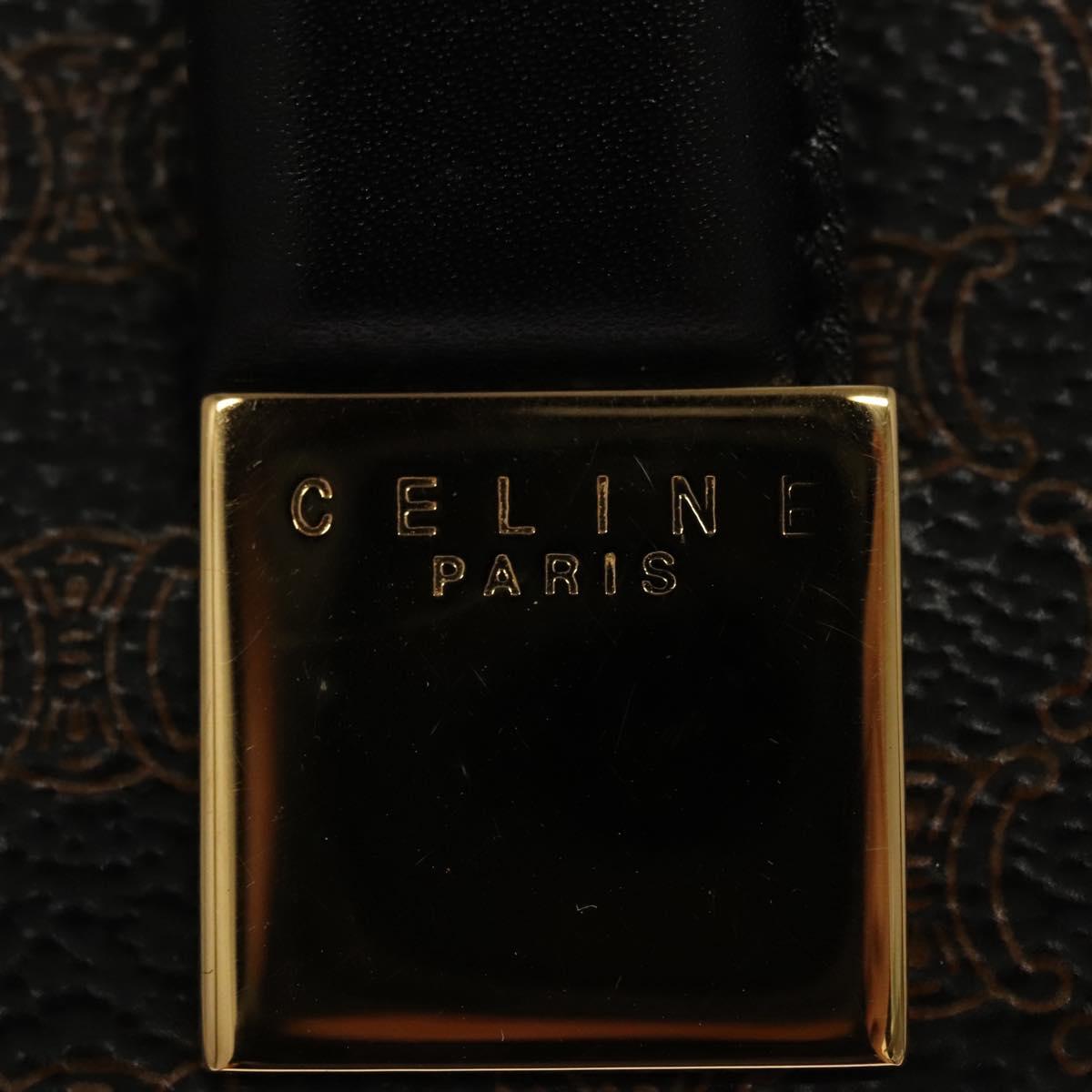 CELINE Macadam Canvas Hand Bag PVC Leather Brown Gold Auth 117630