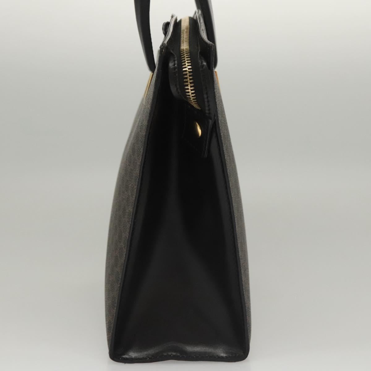 CELINE Macadam Canvas Hand Bag PVC Leather Brown Gold Auth 117630