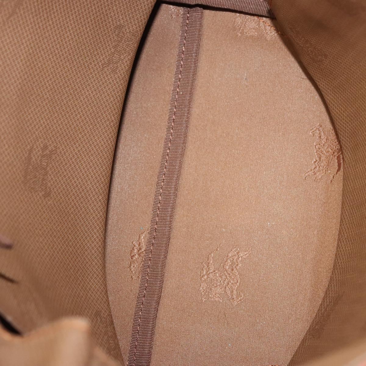 Burberrys Nova Check Hand Bag Canvas Beige Gold Auth 117637