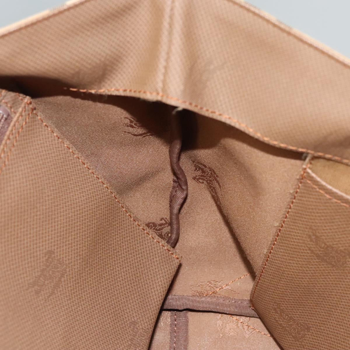 Burberrys Nova Check Hand Bag Canvas Beige Gold Auth 117637