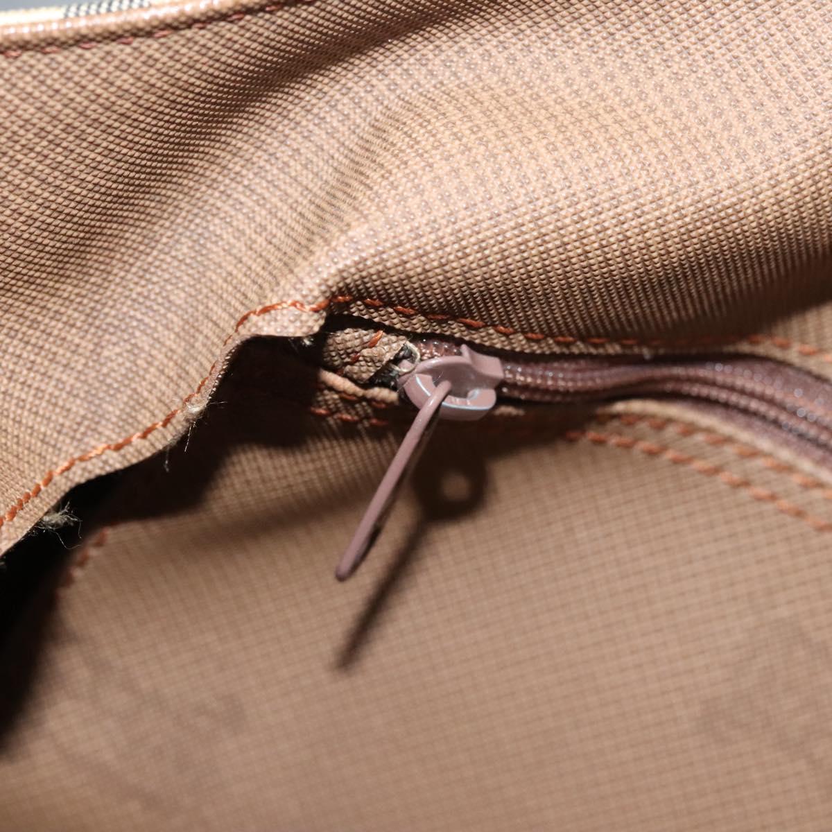 Burberrys Nova Check Hand Bag Canvas Beige Gold Auth 117637