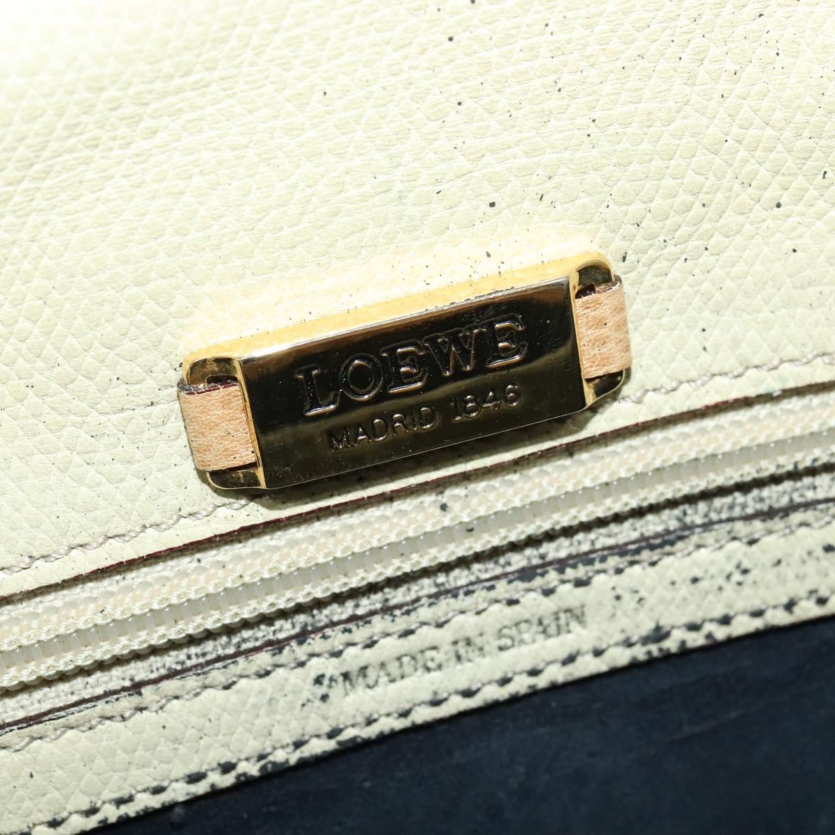 LOEWE Anagram Shoulder Bag Leather Beige Brown gold Auth 117638