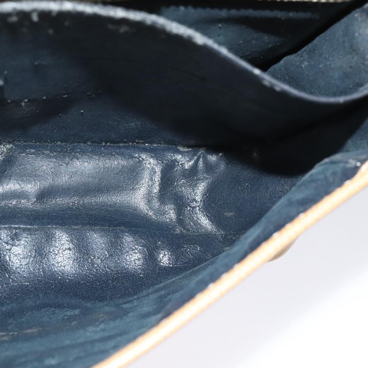 LOEWE Anagram Shoulder Bag Leather Beige Brown gold Auth 117638