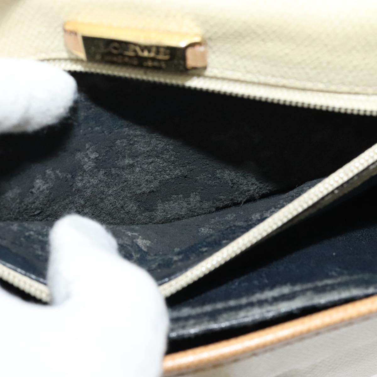 LOEWE Anagram Shoulder Bag Leather Beige Brown gold Auth 117638