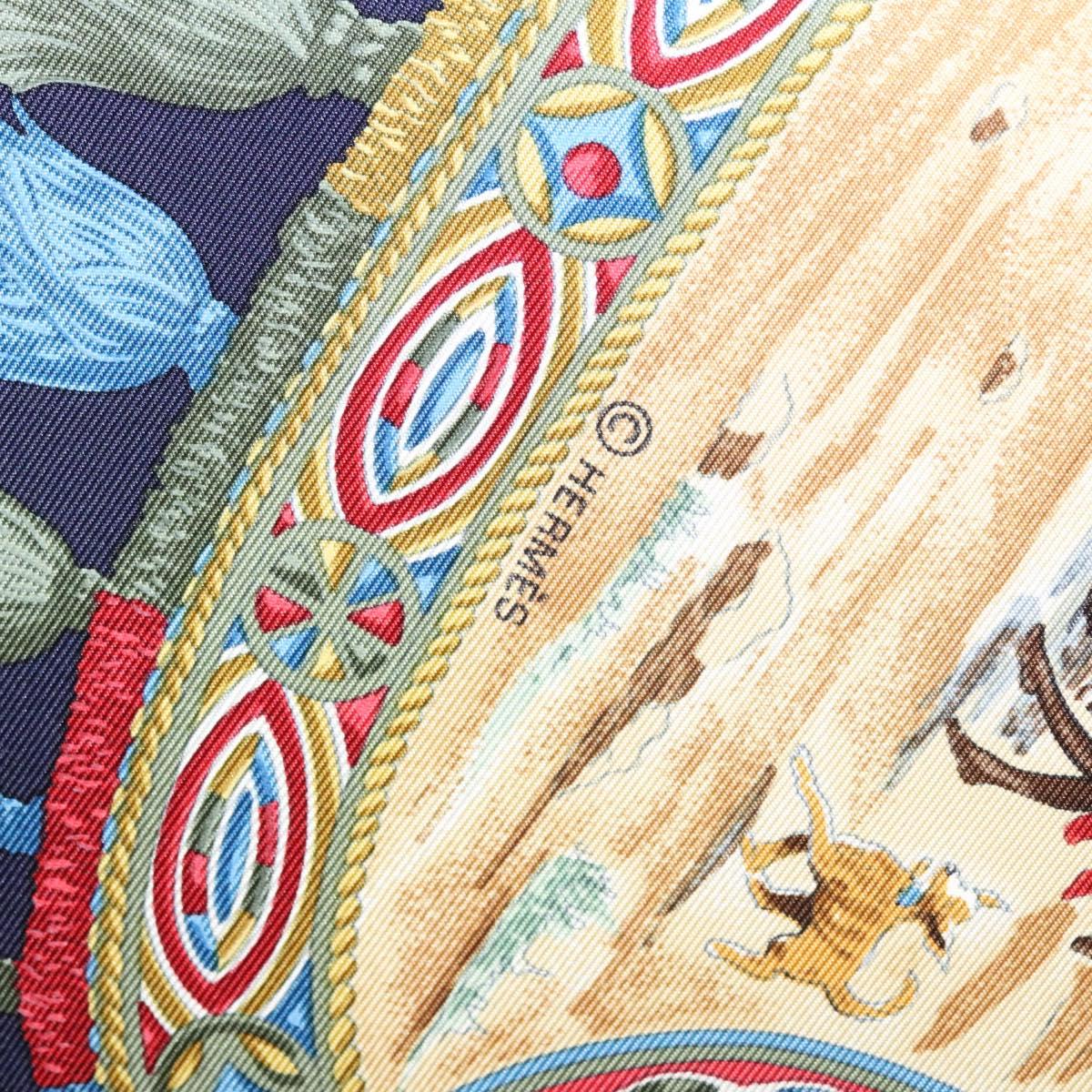 HERMES Carre 90 Scarf CAVALIERS PEULS Silk Navy Auth 117653