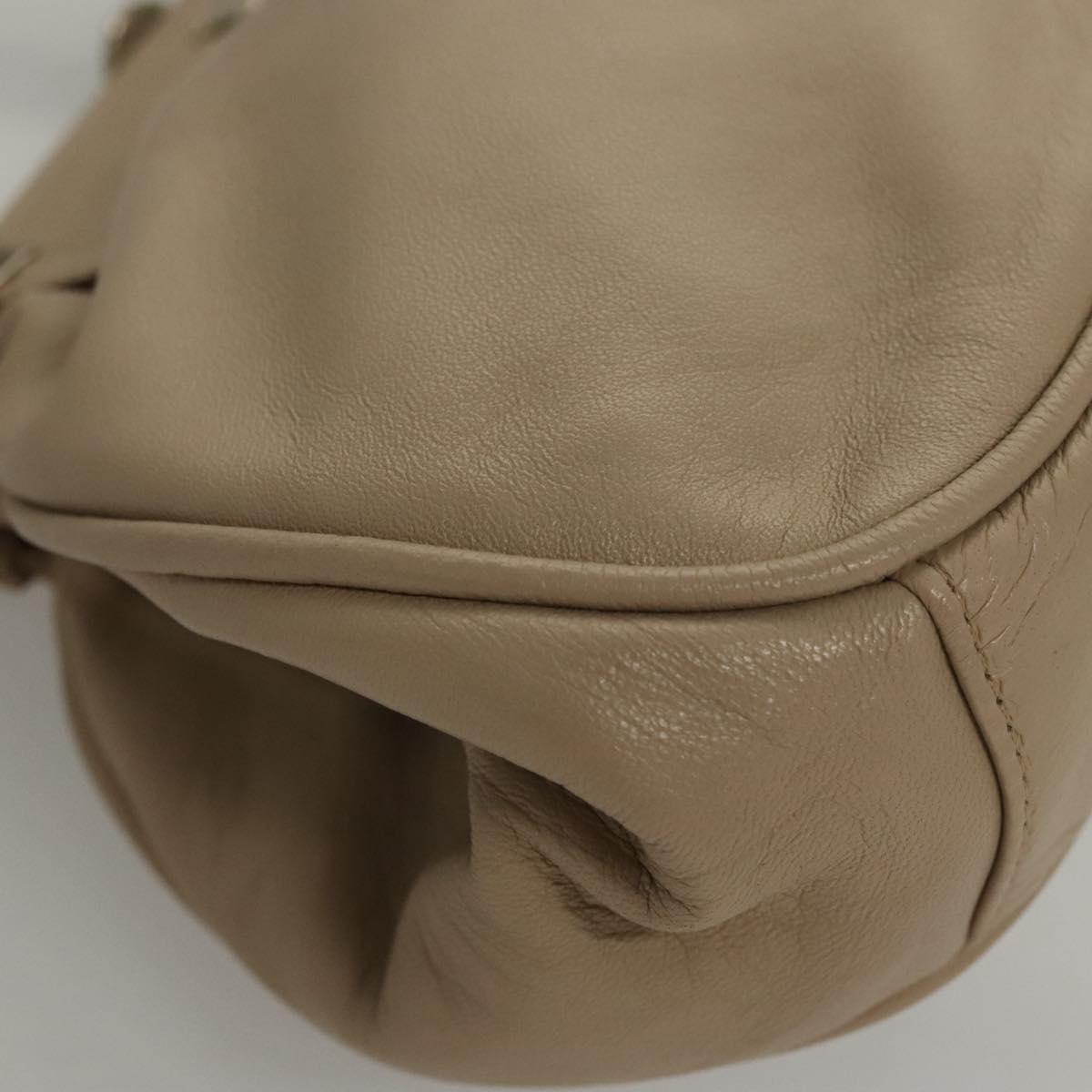 CELINE Hand Bag Leather Beige Auth 117663