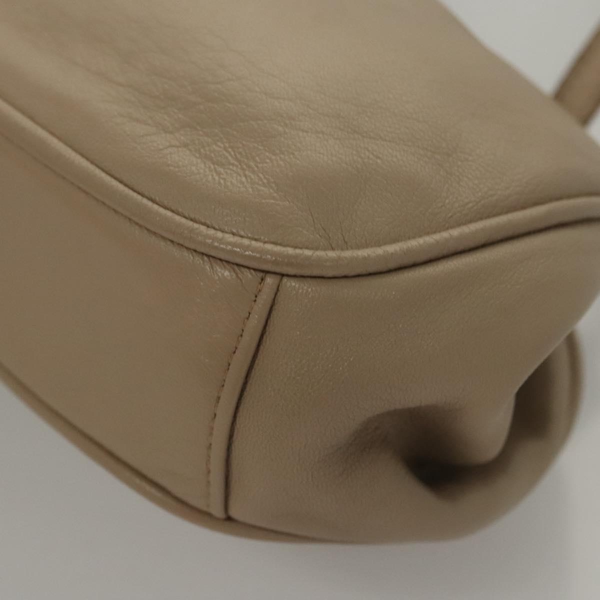 CELINE Hand Bag Leather Beige Auth 117663