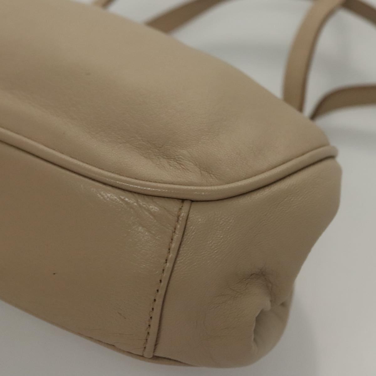 CELINE Hand Bag Leather Beige Auth 117663
