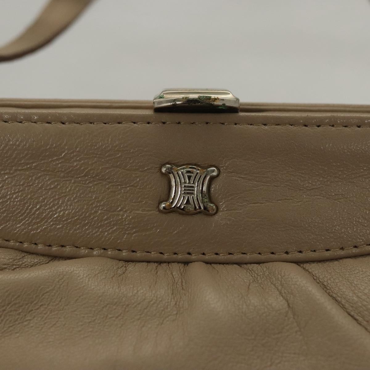 CELINE Hand Bag Leather Beige Auth 117663