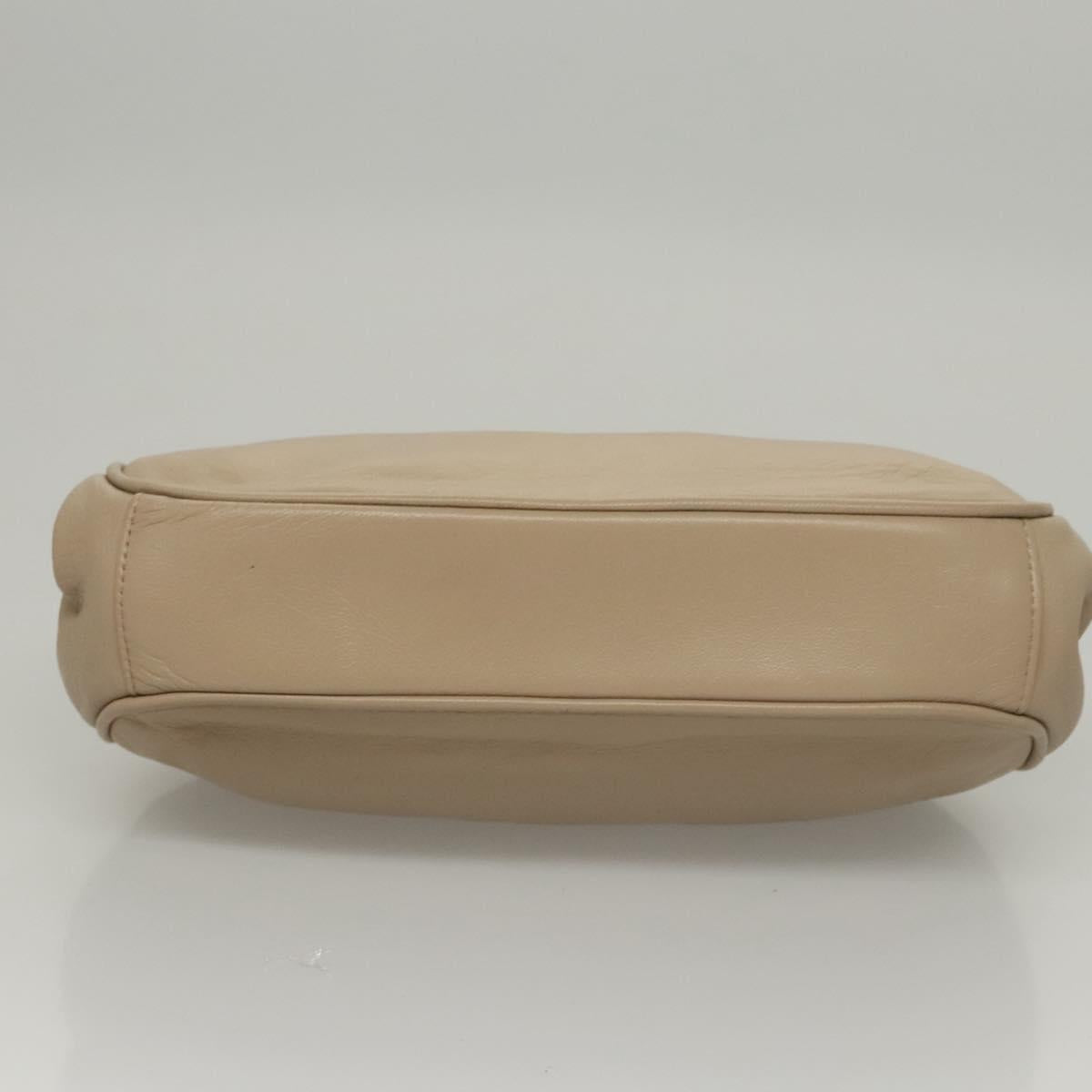 CELINE Hand Bag Leather Beige Auth 117663