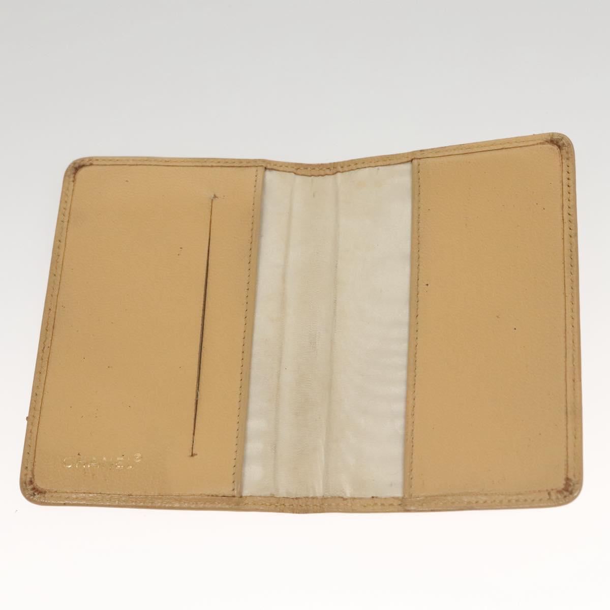 CHANEL COCO Mark Card Case Leather Beige CC Auth 117664