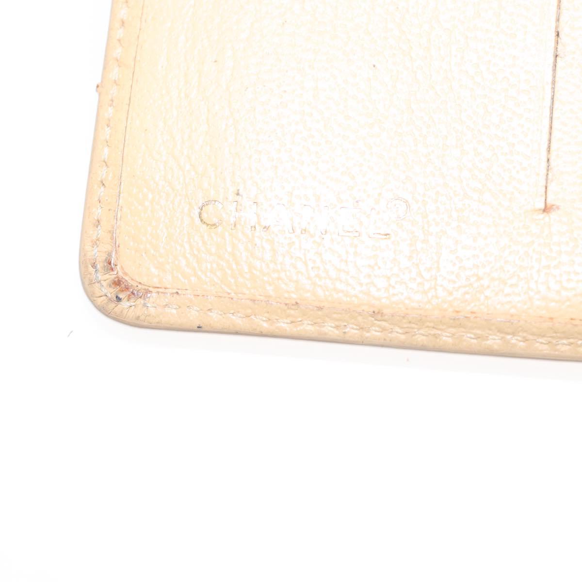 CHANEL COCO Mark Card Case Leather Beige CC Auth 117664