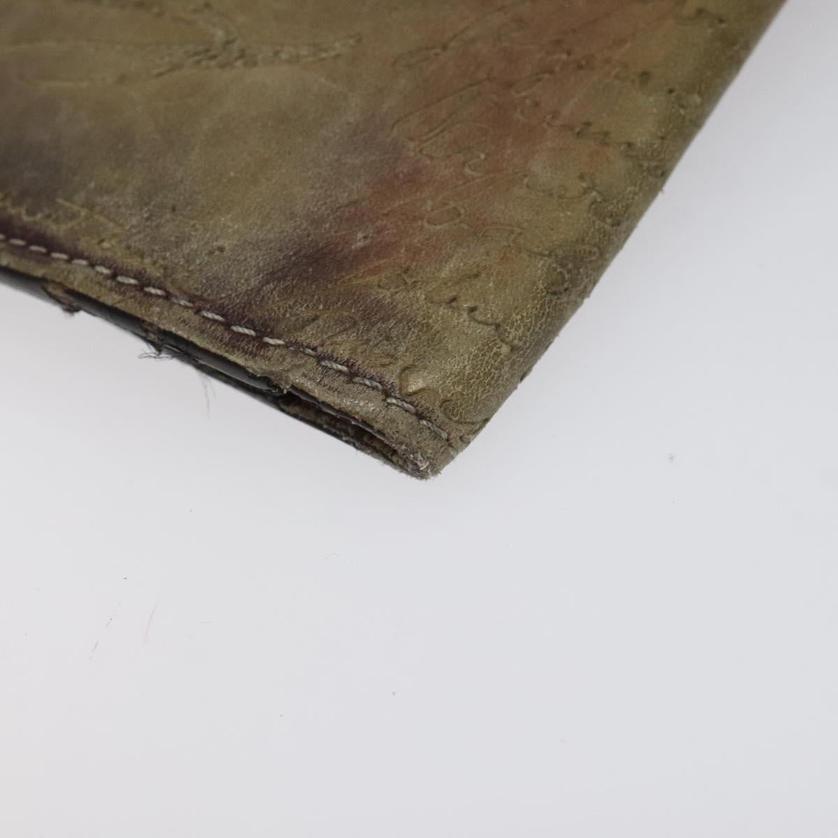 Berluti Calligraphy Long Wallet Leather Brown Auth 117665
