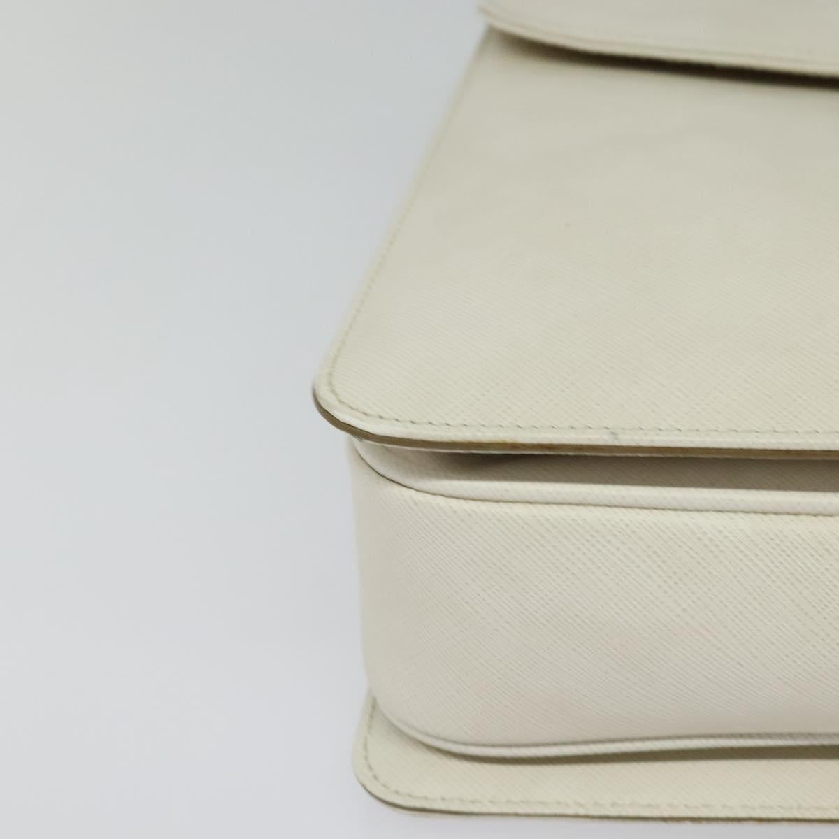 Salvatore Ferragamo Gancini Hand Bag Leather 2way White Silver Auth 117671