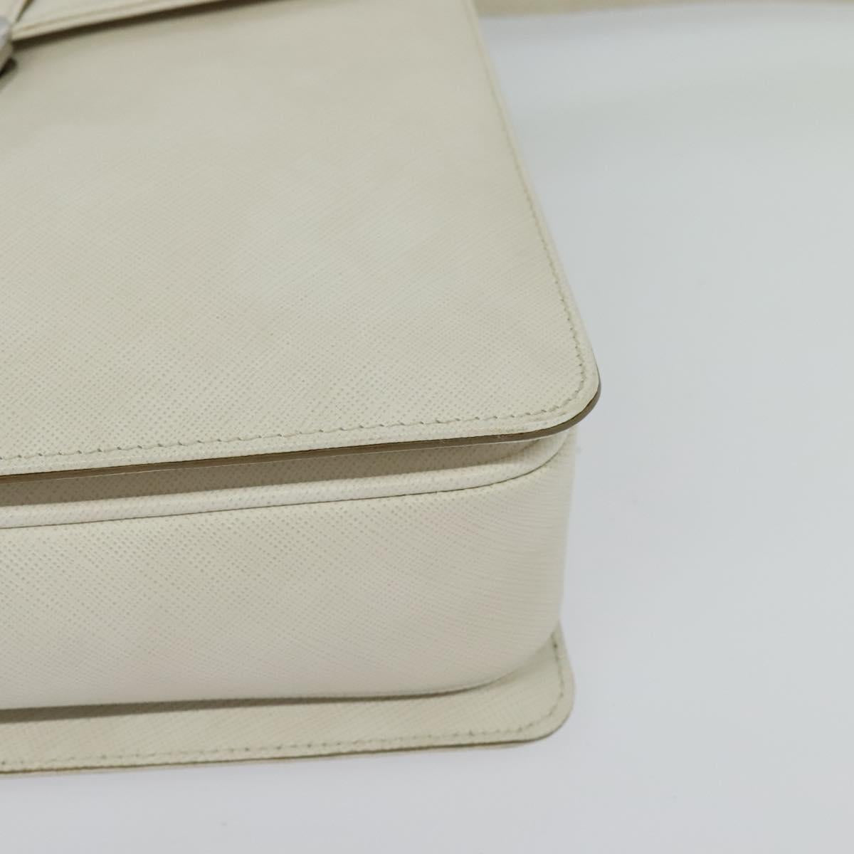 Salvatore Ferragamo Gancini Hand Bag Leather 2way White Silver Auth 117671