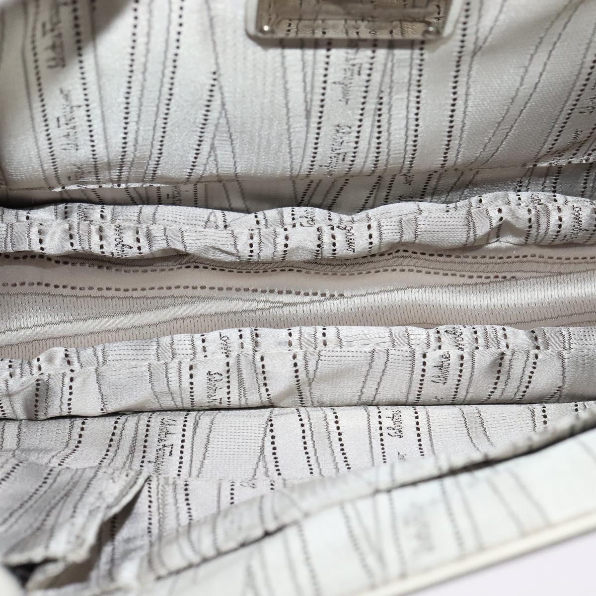 Salvatore Ferragamo Gancini Hand Bag Leather 2way White Silver Auth 117671