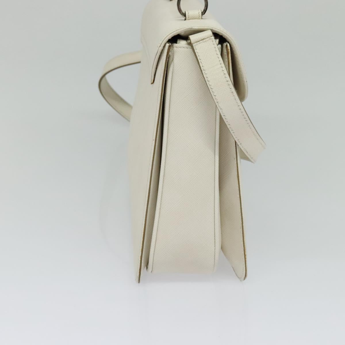 Salvatore Ferragamo Gancini Hand Bag Leather 2way White Silver Auth 117671