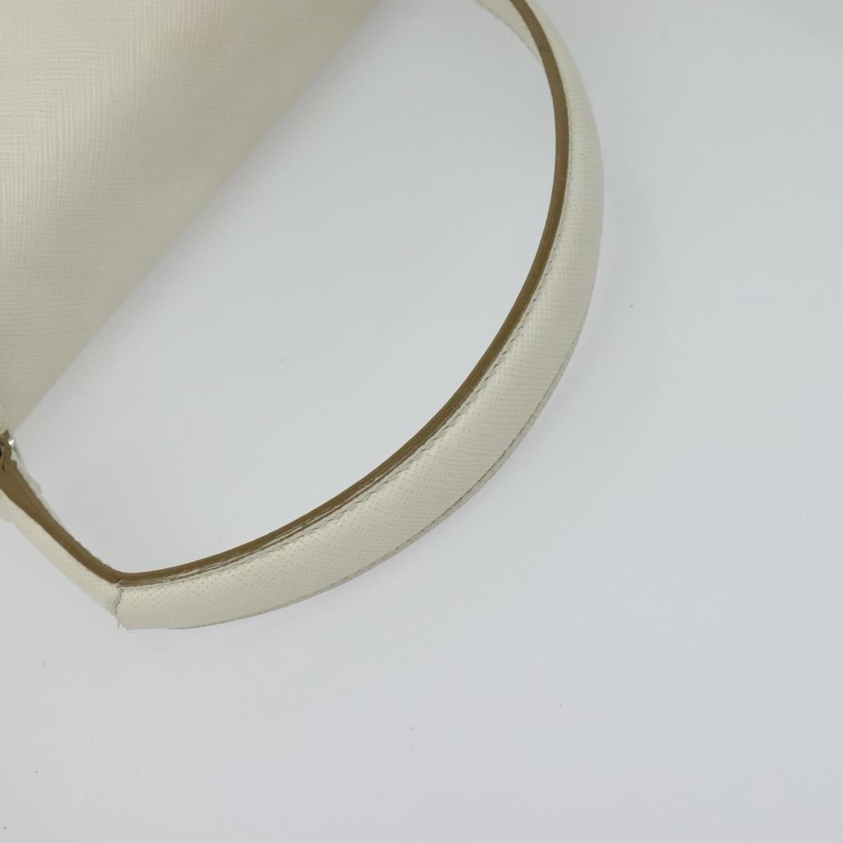 Salvatore Ferragamo Gancini Hand Bag Leather 2way White Silver Auth 117671