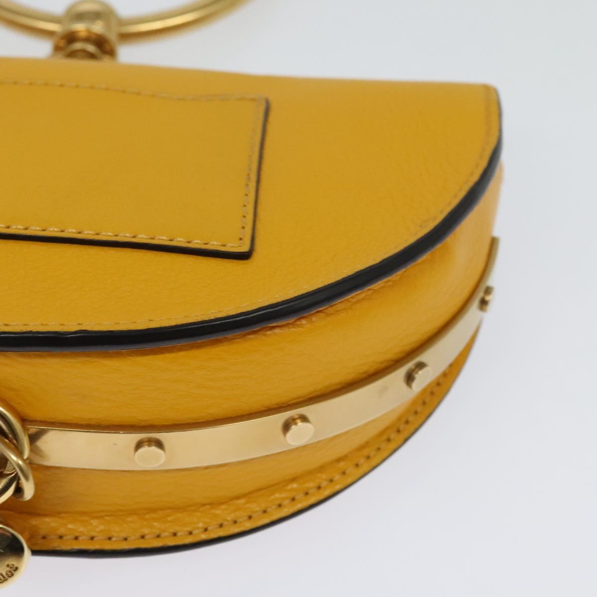 Chloe Nile Minaudière Hand Bag Leather 2way Yellow Gold Auth 117672