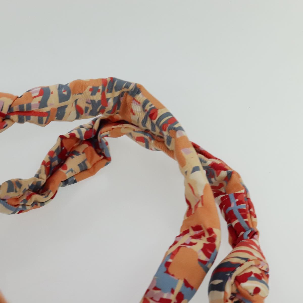 CHANEL Matelasse Backpack Cotton Orange Silver CC Auth 117675