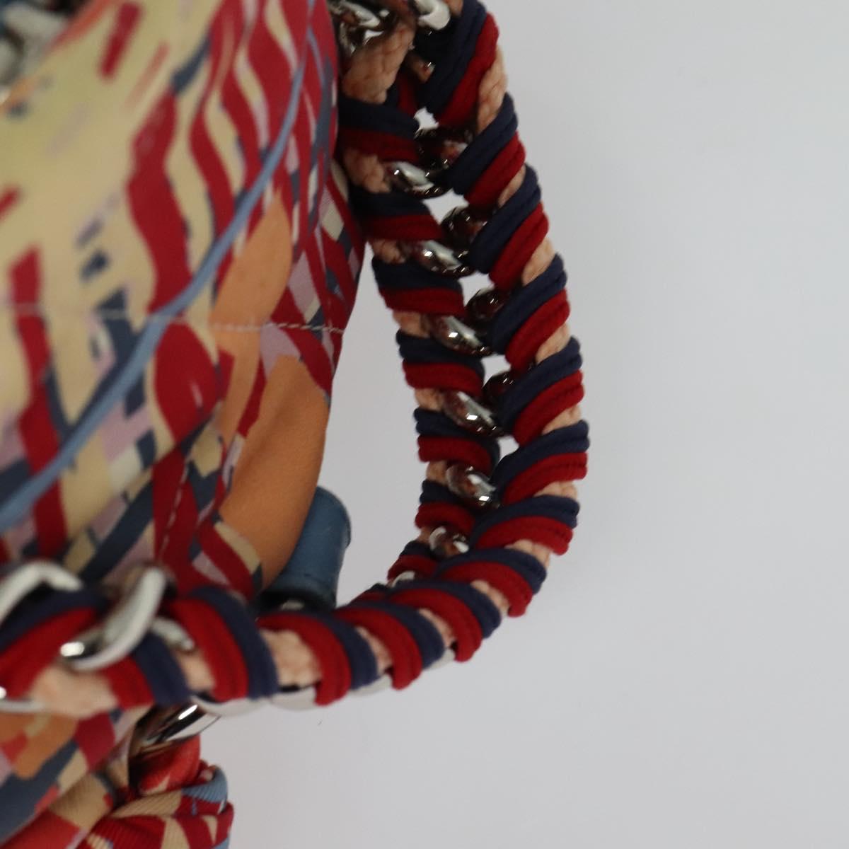 CHANEL Matelasse Backpack Cotton Orange Silver CC Auth 117675