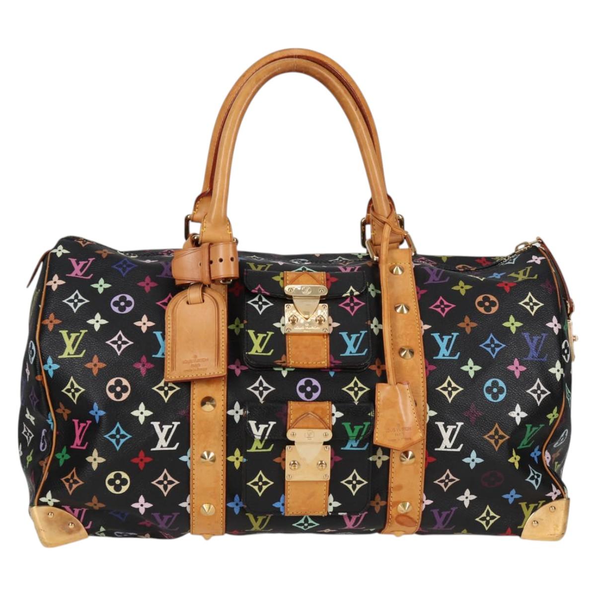 LOUIS VUITTON Monogram Multicolor Keepall 45 Bag Black M92640 Auth 117676V
