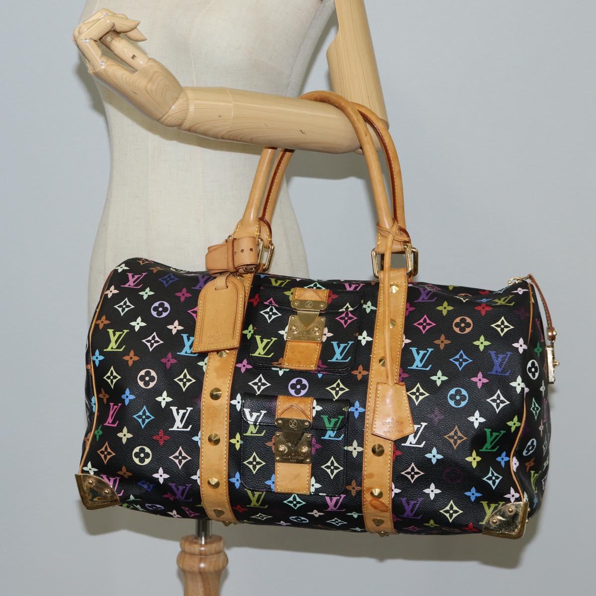 LOUIS VUITTON Monogram Multicolor Keepall 45 Bag Black M92640 Auth 117676V