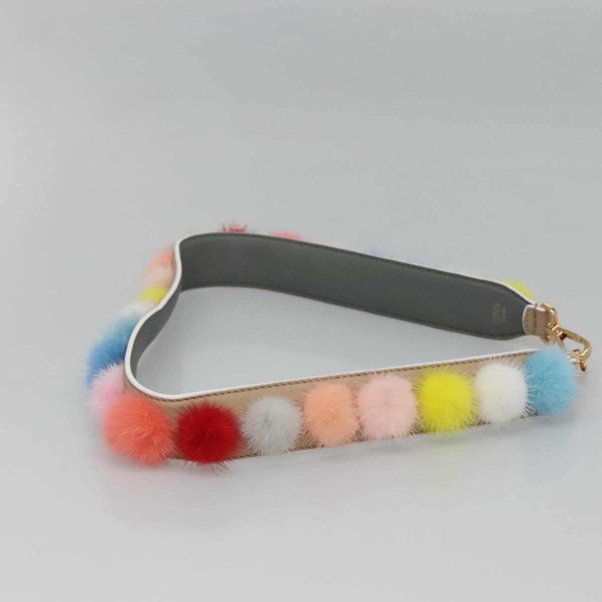 FENDI Shoulder Strap Leather Multicolor Auth 117678