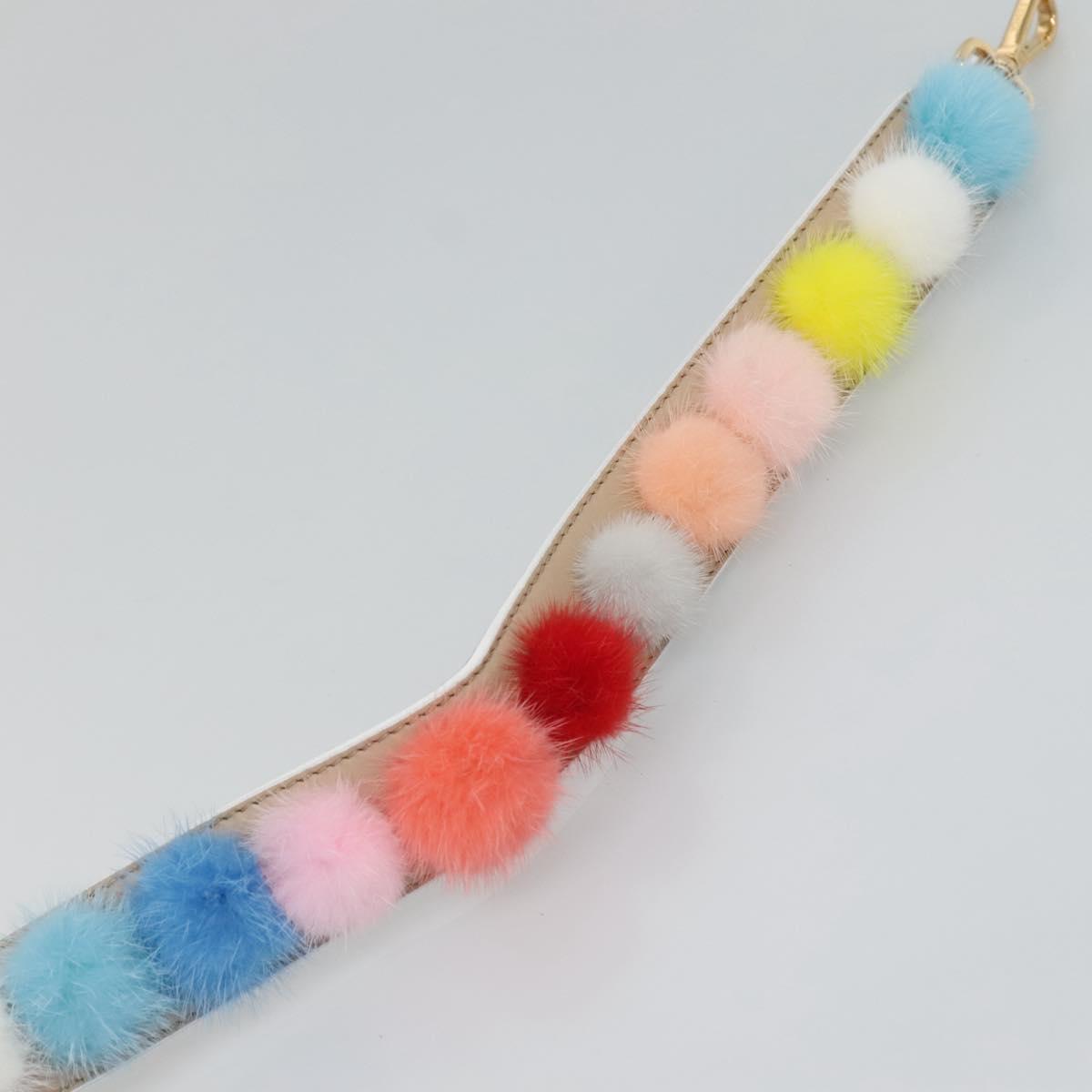 FENDI Shoulder Strap Leather Multicolor Auth 117678