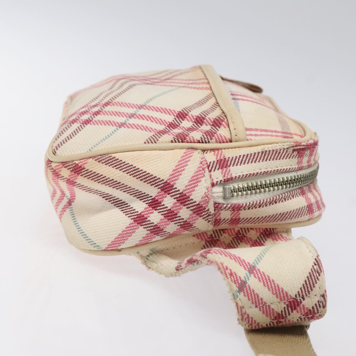 BURBERRY Nova Check Blue Label Waist bag Canvas White Pink Auth 117700