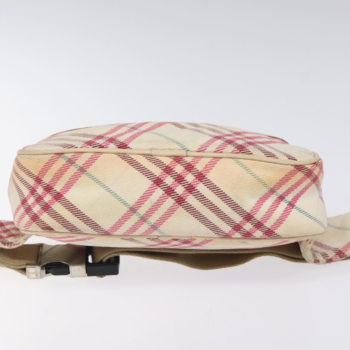 BURBERRY Nova Check Blue Label Waist bag Canvas White Pink Auth 117700