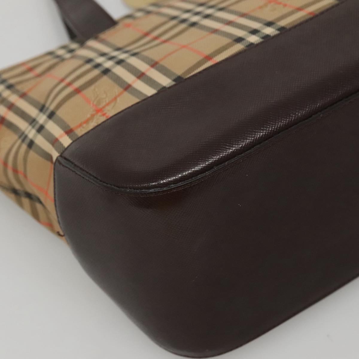 BURBERRY Nova Check Hand Bag Canvas Beige Brown Auth 117714