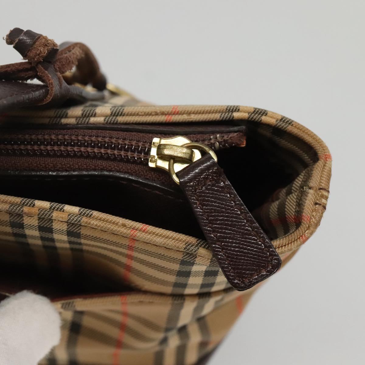BURBERRY Nova Check Hand Bag Canvas Beige Brown Auth 117714