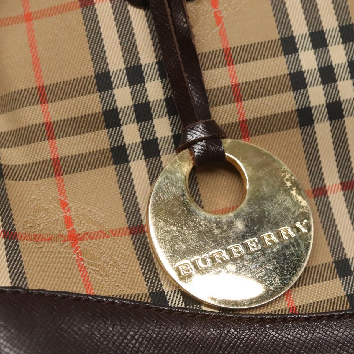 BURBERRY Nova Check Hand Bag Canvas Beige Brown Auth 117714
