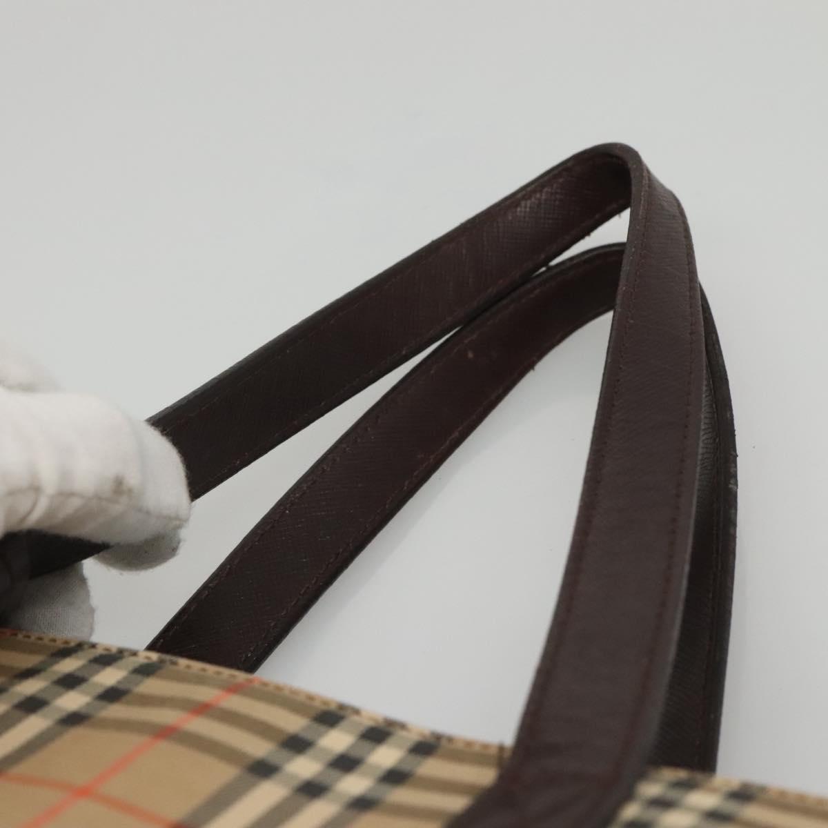BURBERRY Nova Check Hand Bag Canvas Beige Brown Auth 117714