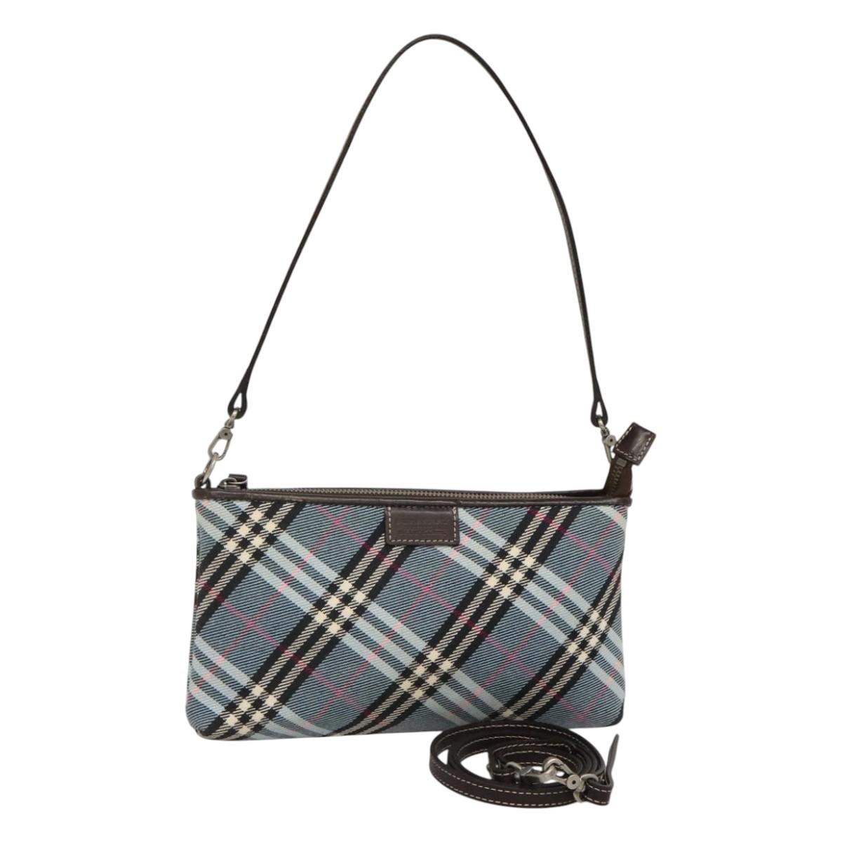 BURBERRY Nova Check Blue Label Shoulder Bag Canvas 2way Blue Auth 117772