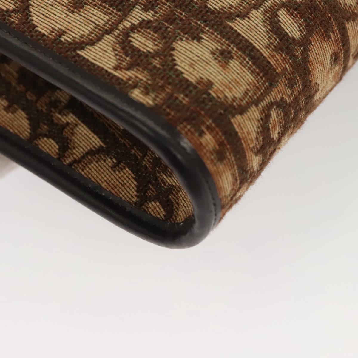 Christian Dior Trotter Canvas Chain Shoulder Bag Brown Gold Auth 117785
