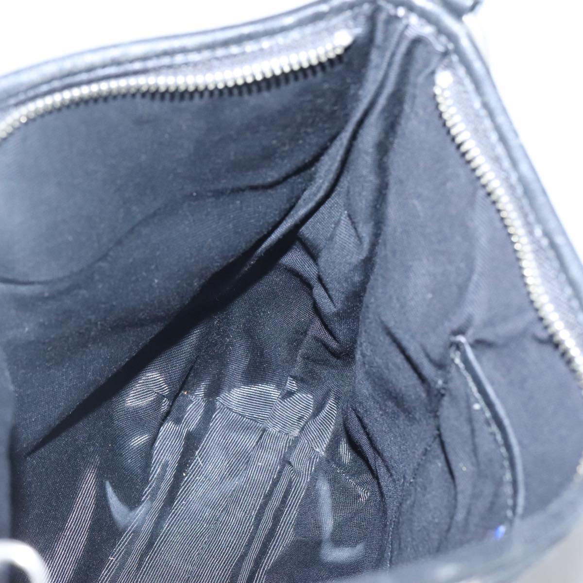 BURBERRY Nova Check Blue Label Shoulder Bag Wool Black Silver Auth 117790