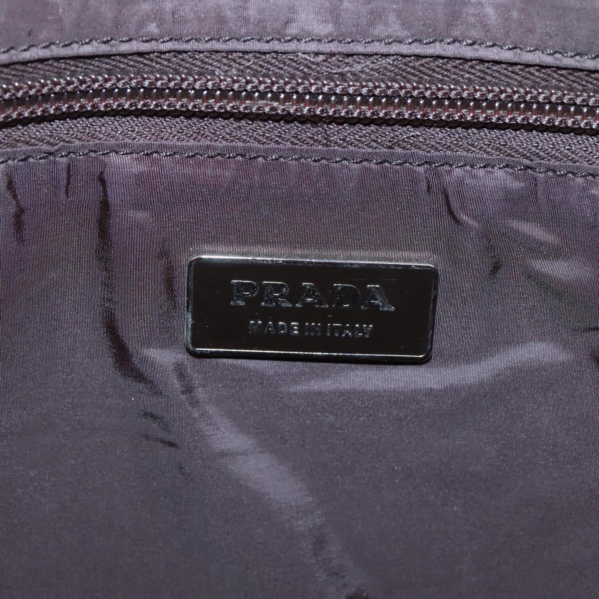PRADA Tote Bag Canvas Beige Silver Auth 117799