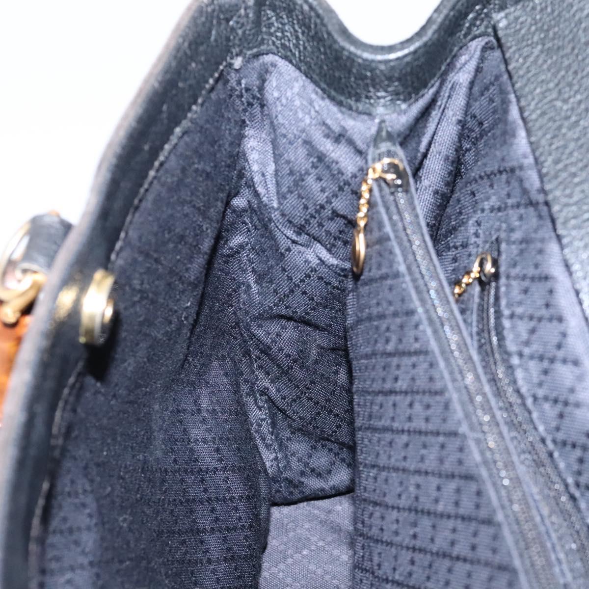GUCCI Bamboo Hand Bag Suede 2way Black Gold 002 123 0322 Auth 117824