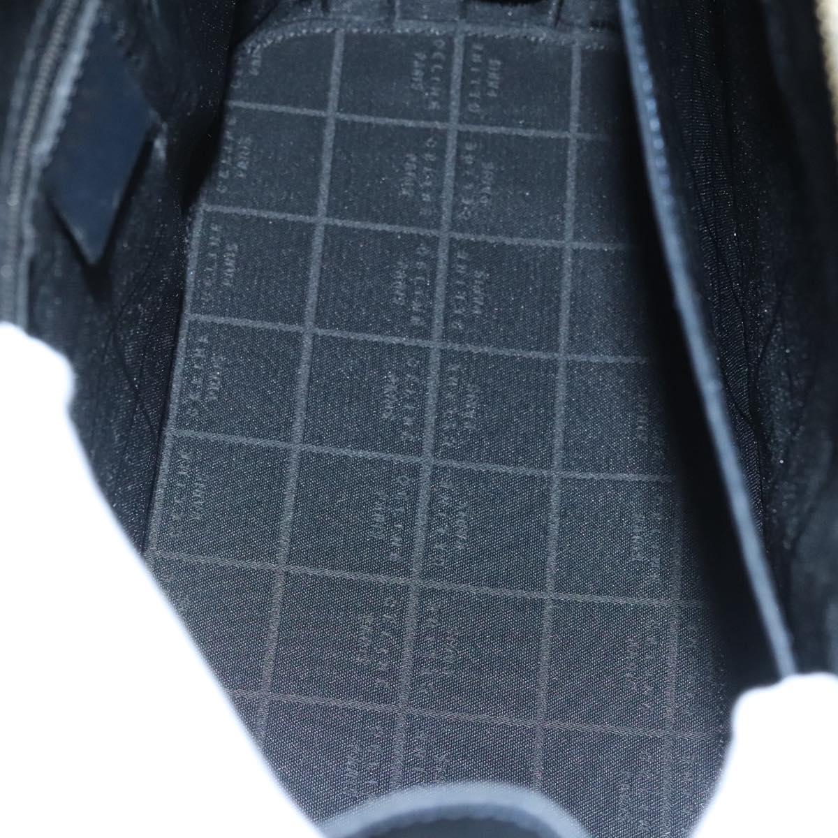 CELINE Hand Bag Leather Navy Gold Auth 117832