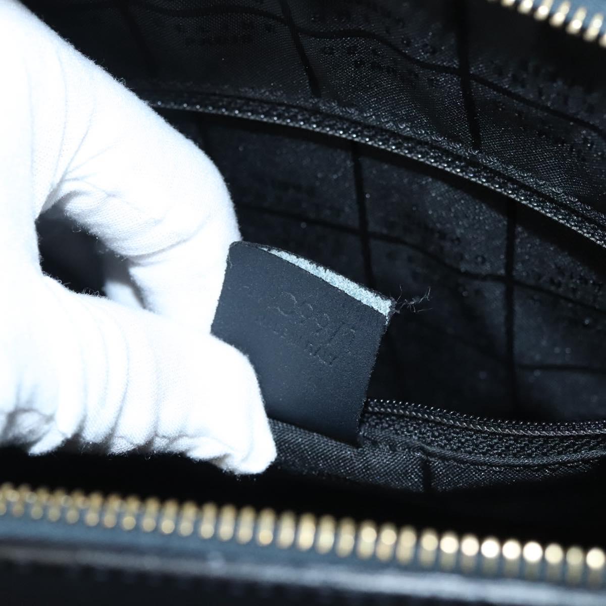 CELINE Hand Bag Leather Navy Gold Auth 117832