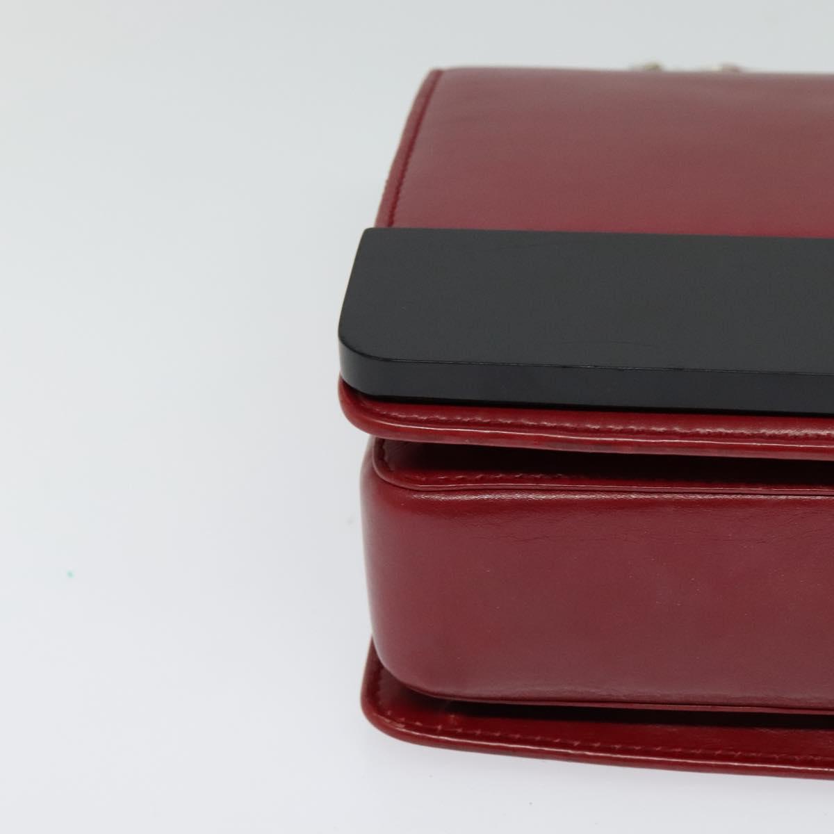 BVLGARI Chain Shoulder Bag Leather Red Auth 117840