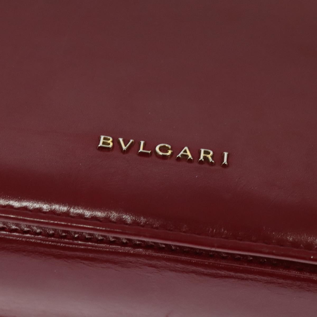 BVLGARI Chain Shoulder Bag Leather Red Auth 117840