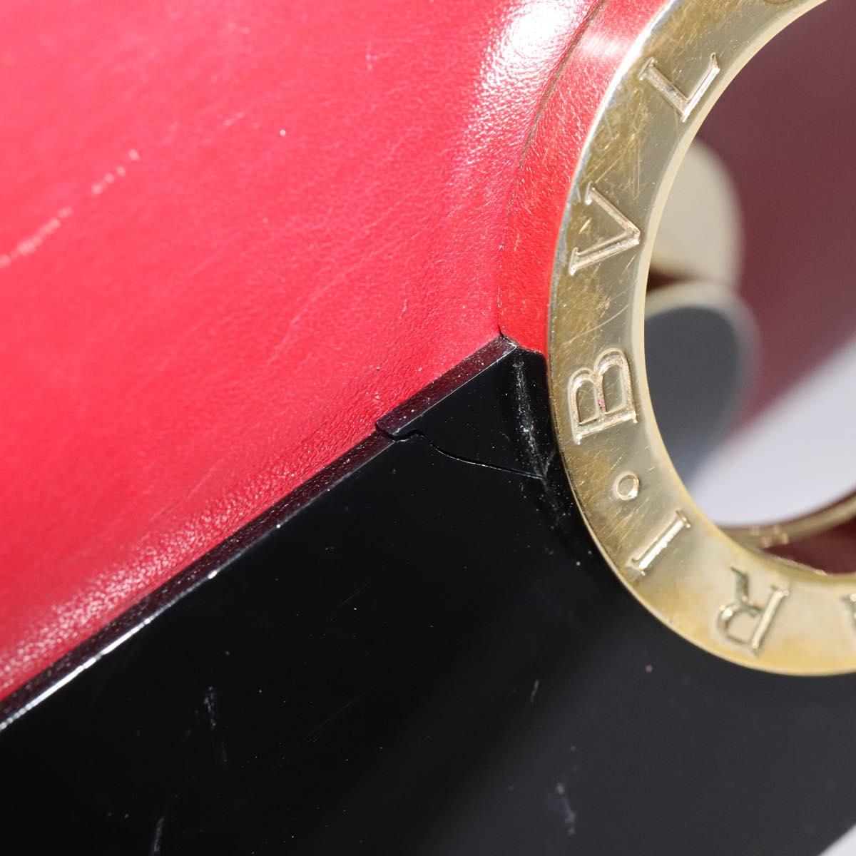 BVLGARI Chain Shoulder Bag Leather Red Auth 117840