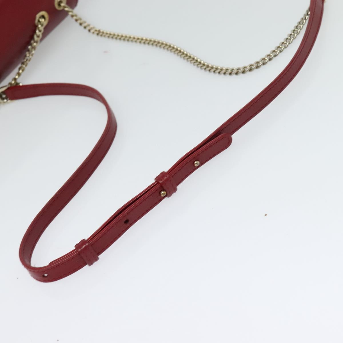 BVLGARI Chain Shoulder Bag Leather Red Auth 117840