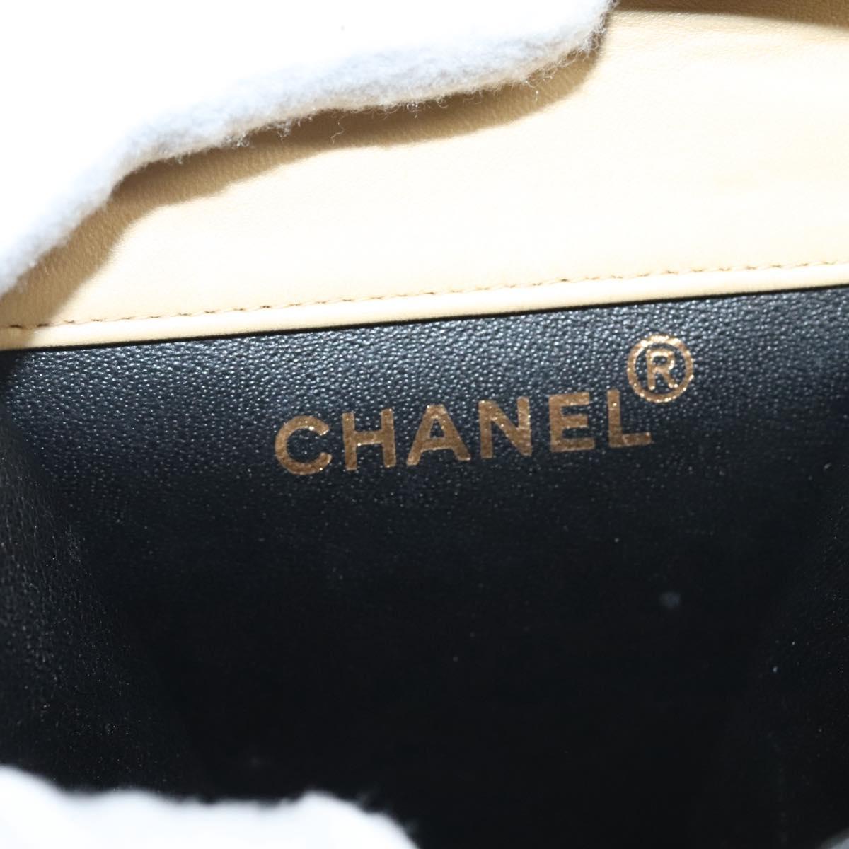 CHANEL Hand Bag Lamb Skin Beige CC Auth 117841