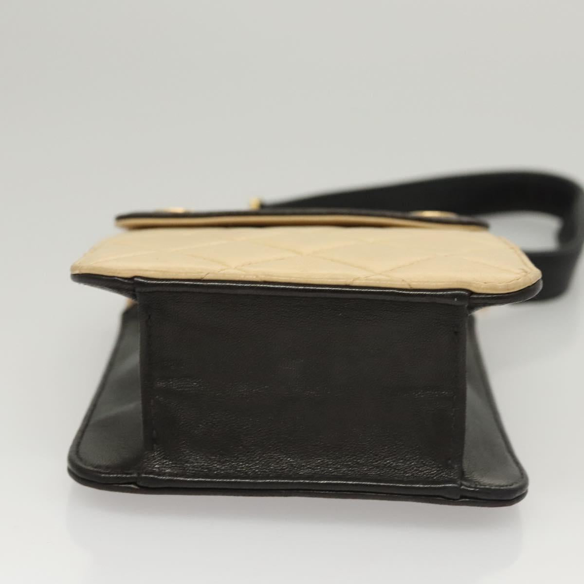 CHANEL Hand Bag Lamb Skin Beige CC Auth 117841